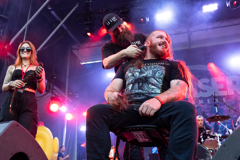 Long-haired Mastodon fan donates his locks to charity. Photo: Kieron Yates