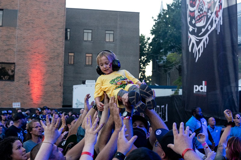Kids crowd surfing to Chaser.  Photo: Kieron Yates