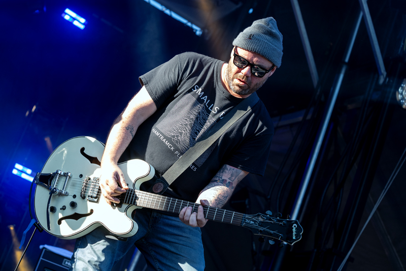 Chuck Coles strums for The Creepshow. Photo: Kieron Yates