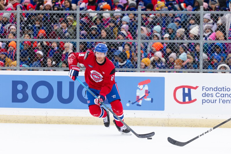 NDG, Quebec - FEBRUARY 20:Montreal Canadiens Outdoor Practice at the Parc de la Confederation on February 20, 2026 in NDG, Quebec, Canada. (Photo by Pierre Bourgault/Club de hockey Canadien inc.)