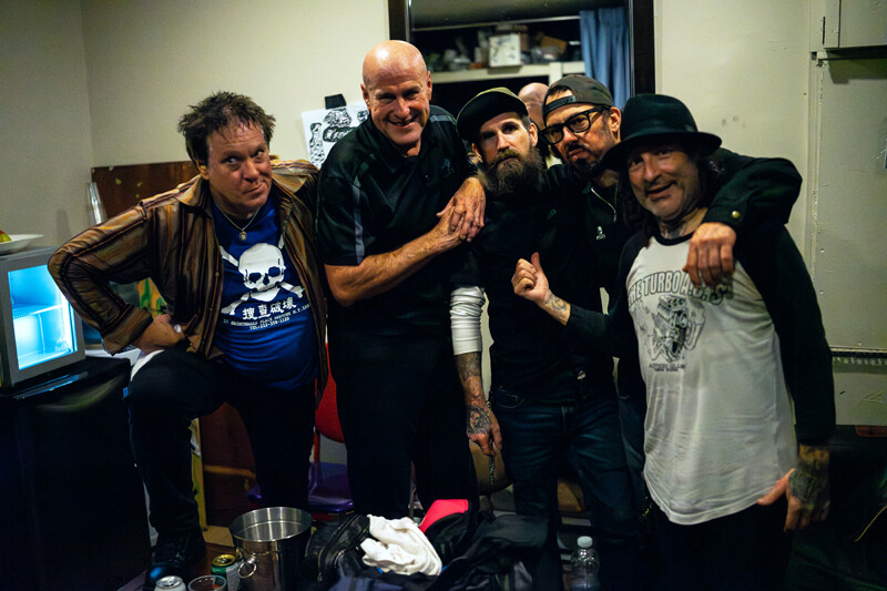 Members of Agent Orange and The Turbo AC's backstage | photo: Kieron Yates