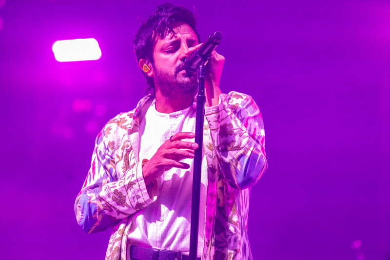 Sameer Gadhia of Young The Giant at the Bell Center in Montreal on August 27, 2024