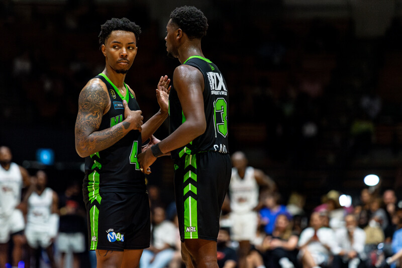 Kahlil Ahmad and Nathan Cayo of the Niagara River Lions on August 11, 2024 at CW24