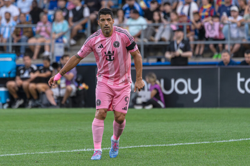 Luis Suarez of Inter Miami at Stade Saputo in Montreal, in an MLS match against CF Montreal on July 05, 2025.